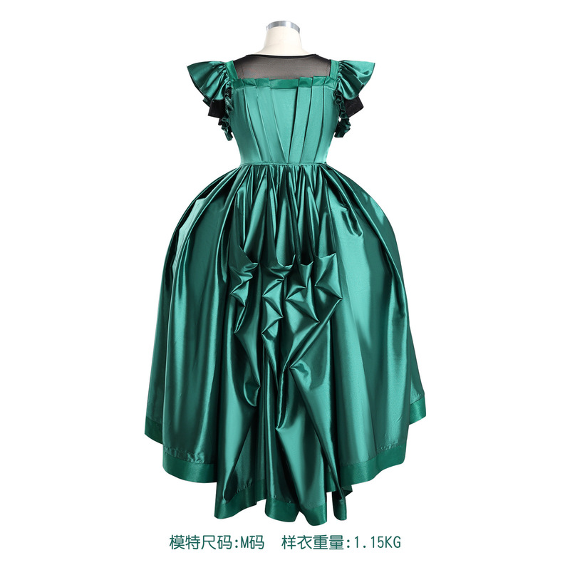 成人儿童亚当斯一家cos星期三艾格尼丝绿色礼服裙cos美剧cosplay|undefined