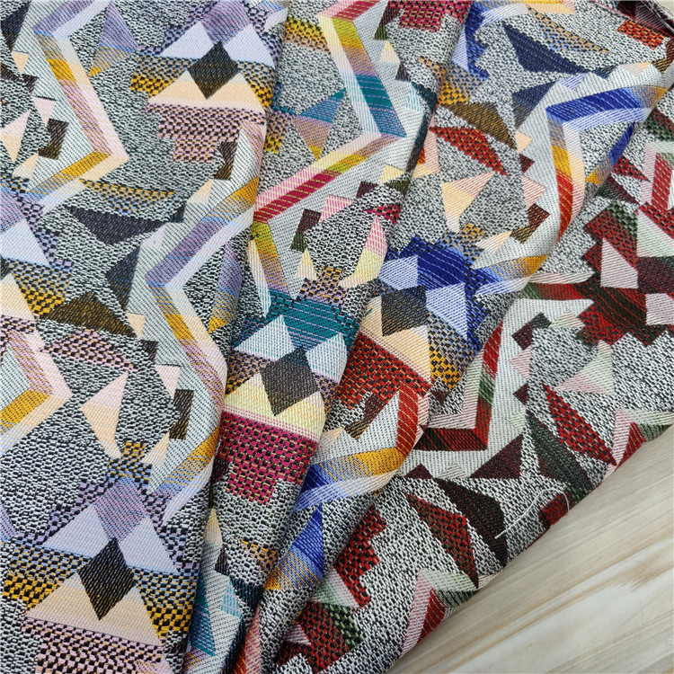 H-9281#涤棉双色几何格子花 男女西装外套女装短裙箱包鞋材布料批