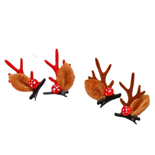 Christmas Hair Clip New Deer Antler Headdress Hair Accessory  Christmas Festival Internet Celebrity Cute Elk Antler Ornament Clip