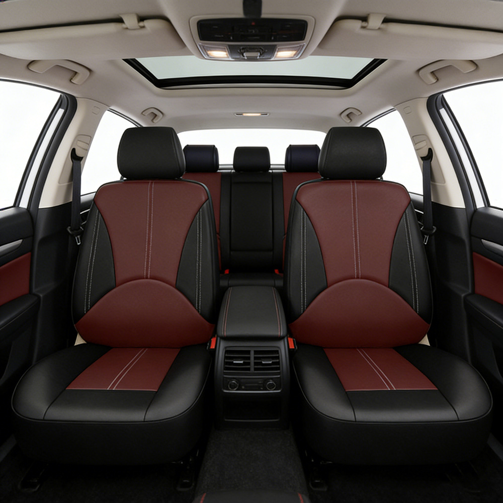 Fabricante ligero de lujo empalme de cuero personalidad tela general asiento cubierta resistente al desgaste suave y cómodo cojín de asiento de automóvil transpirable