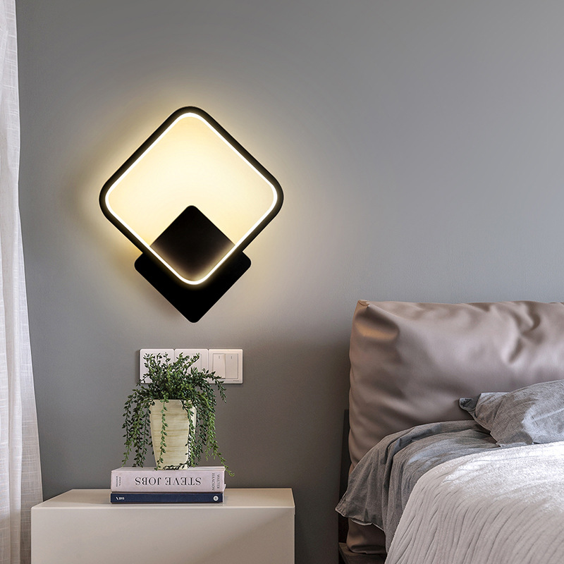 Gran vista jardín dormitorio lámpara de cabecera de cama moderna y simple sala de estar lámpara de pared de fondo hotel pasillo escalera lámpara de pared 055L