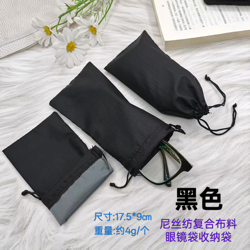 Bolsas de gafas de sol bolsas de almacenamiento negras bolsas de gafas de sol de alta calidad bolsa de polvo en stock de fábrica