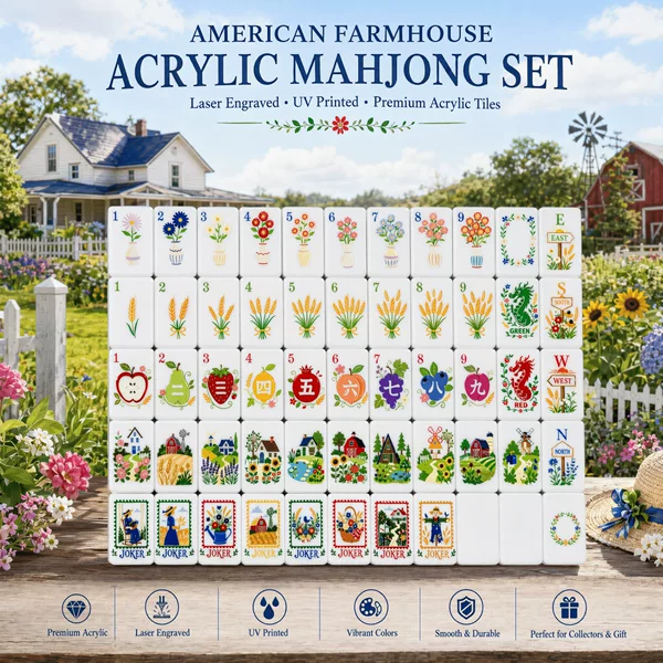 American-Style Pastoral Style Mahjong Set for Family and Friends Gatherings, Leisure Board Games, Chess and Card Entertainment, Mahjong