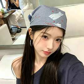 新款韩国小众插画方巾头巾ins博主叠带搭配领巾丝巾时髦千禧复古