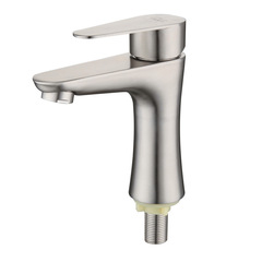 304不鏽鋼單孔面盆龍頭 小蠻腰冷熱水龍頭台下盆單冷洗手盆龍頭