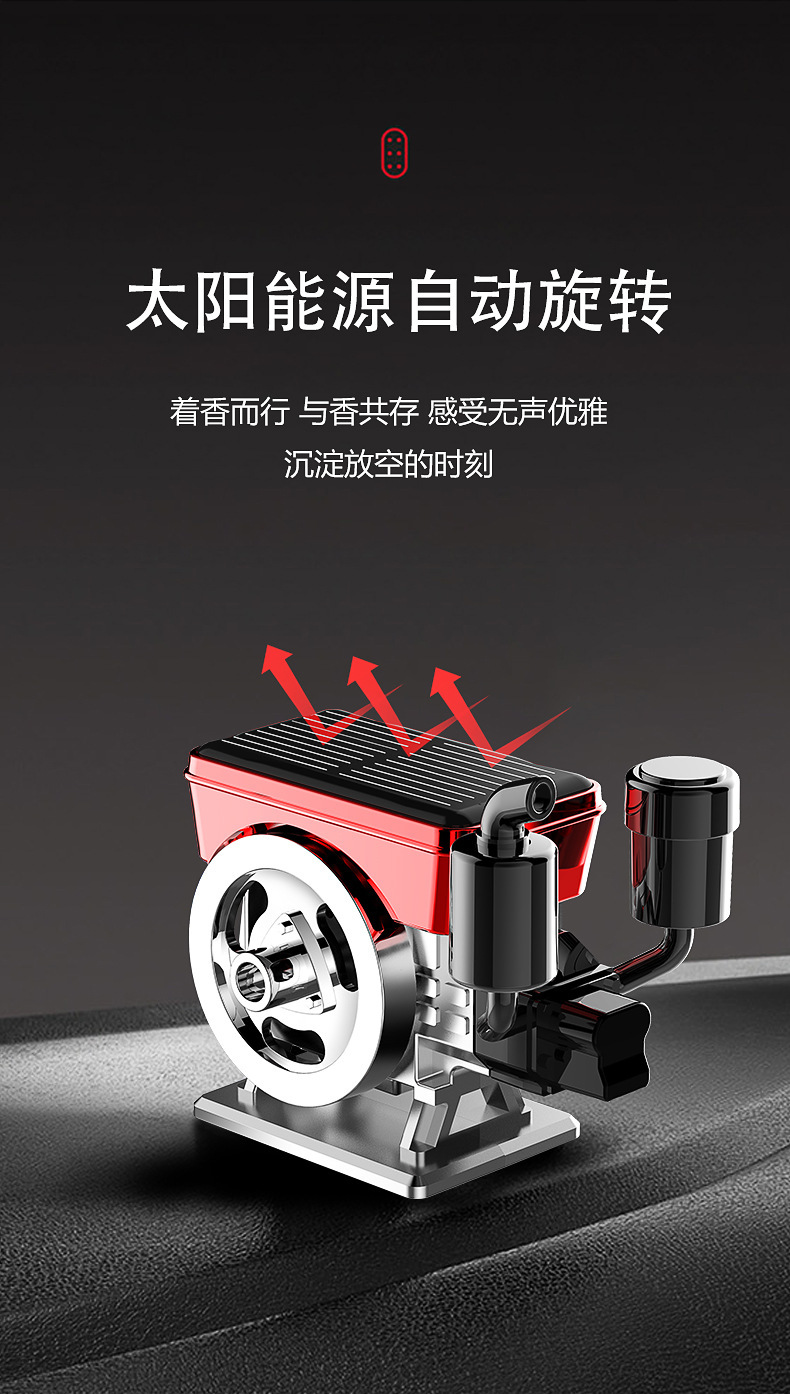 New Cross-Border Fortune-Enhancing Car Fragrance Diffuser with Long-Lasting Scent, Solar-Powered Automatic Rotating Car Perfume Decoration Ornament