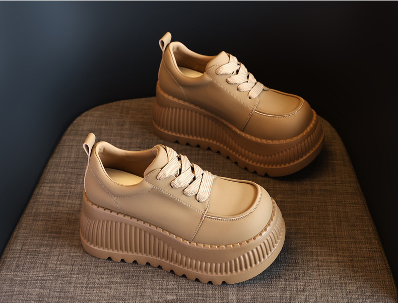 Giày sneaker nữ đế dày tăng chiều cao bên trong, đế bánh xốp mềm mại — Màu đen chi tiết 6