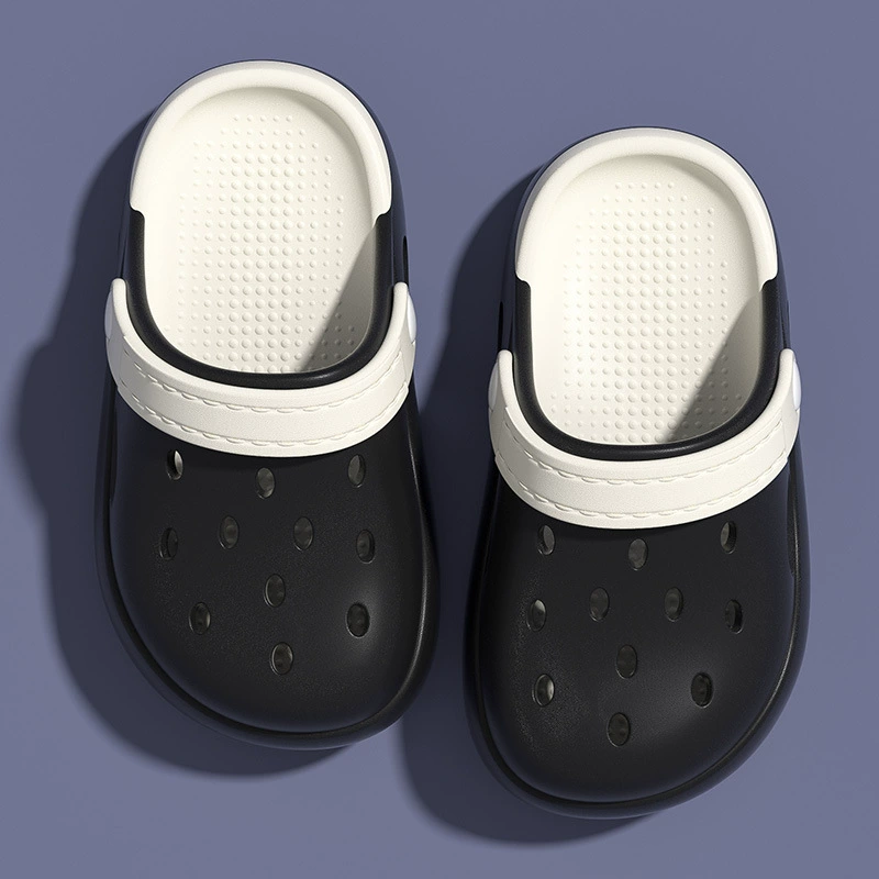 Симпатичные большие глаза дыры EVA двухцветные детские тапочки Баотоу для мальчиков и девочек холодные тапочки для больших детей