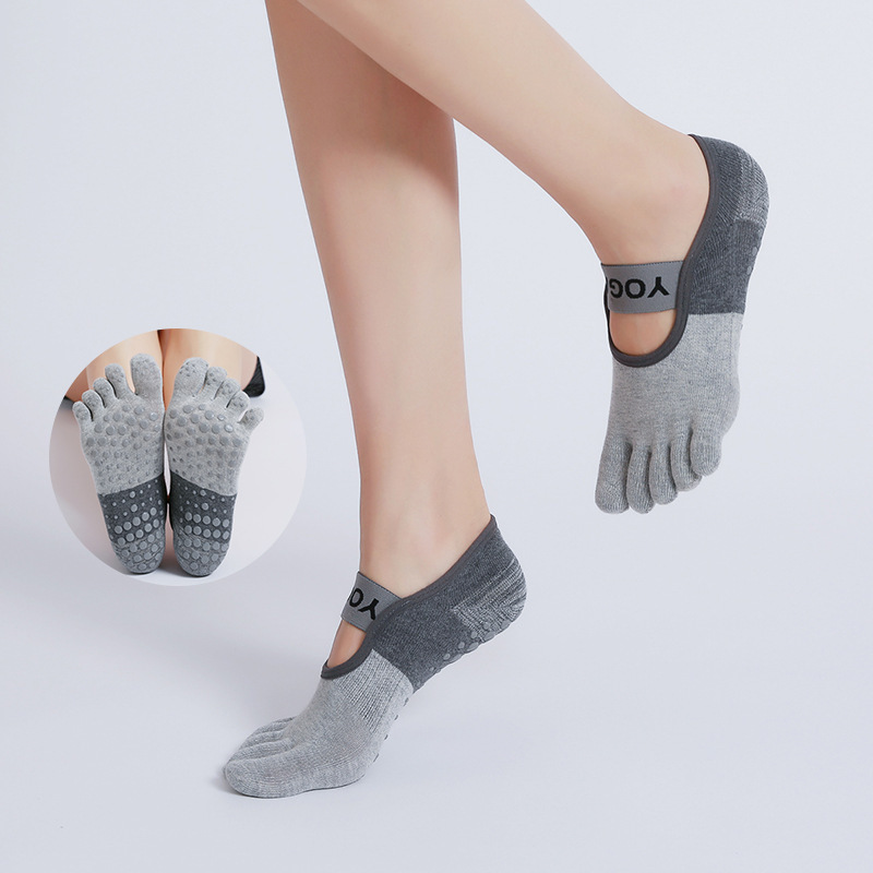 YOGA socks women's split-toe non-slip color block women's sports toe socks toe socks short YOGA wide strap socks