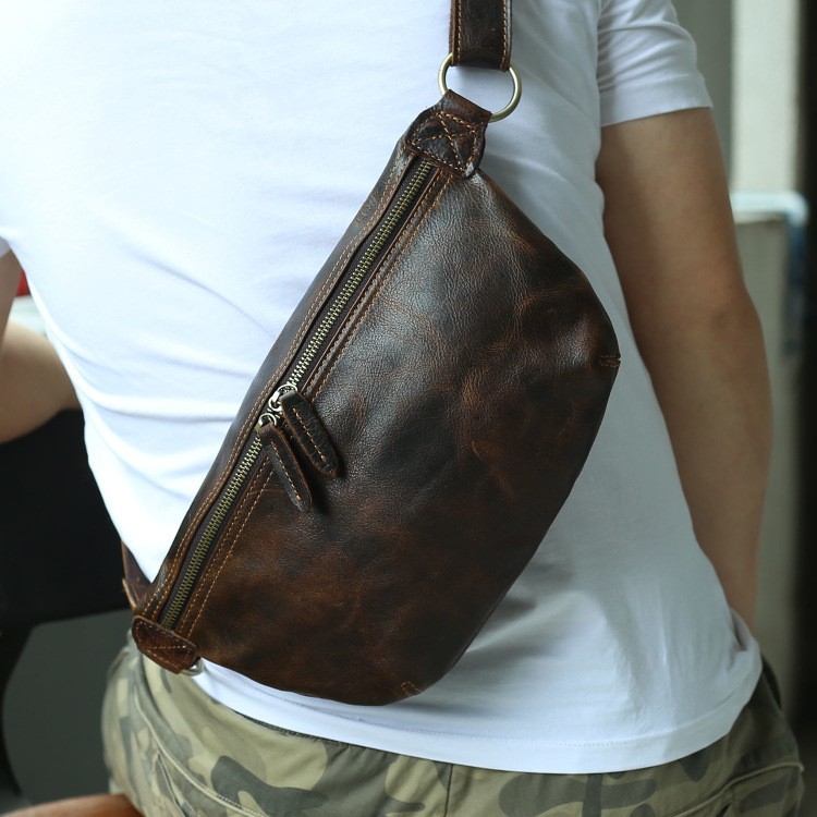 Bolso de Pecho de Cuero Vacuno de Piel de Vaca de Primera Capa Resistente al Desgaste para Uso Diario y Viajes image 1