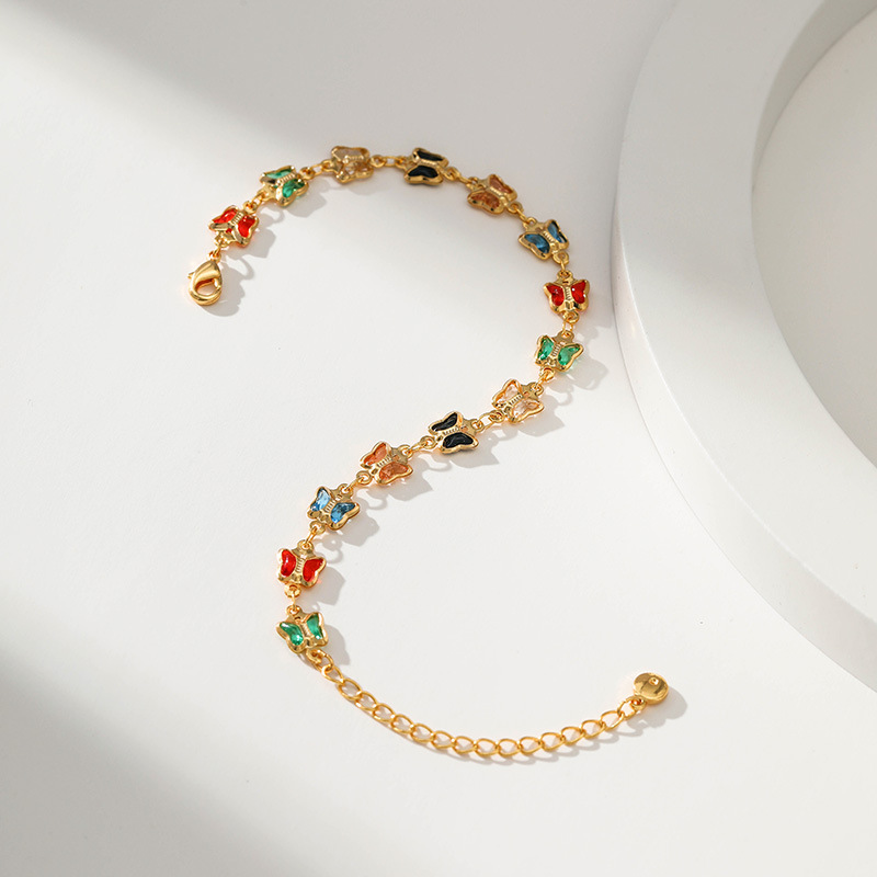 Retro Butterfly Copper Inlay Zircon Bracelets