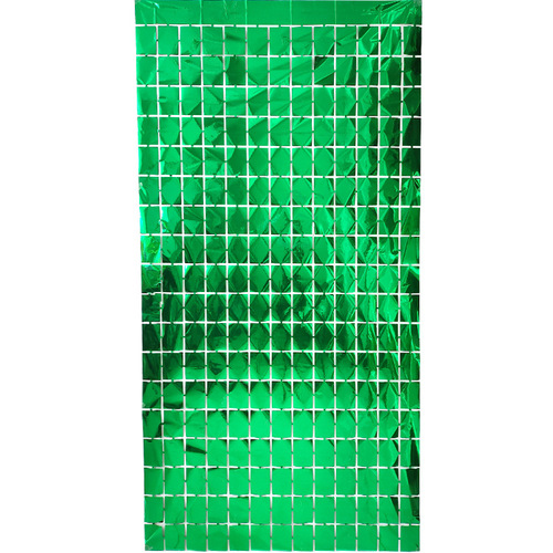 Cross-border party decoration wall decoration supplies birthday layout rain silk curtain 1*2 meters bright square curtain square
