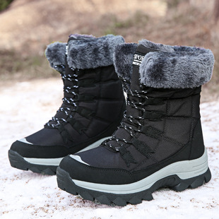 Cross-Border Wholesale Winter Warm Snow Boots for Women, Velvet and Thickened Northeast Travel Cotton Boots, Outdoor Hiking Boots, Ski Boots