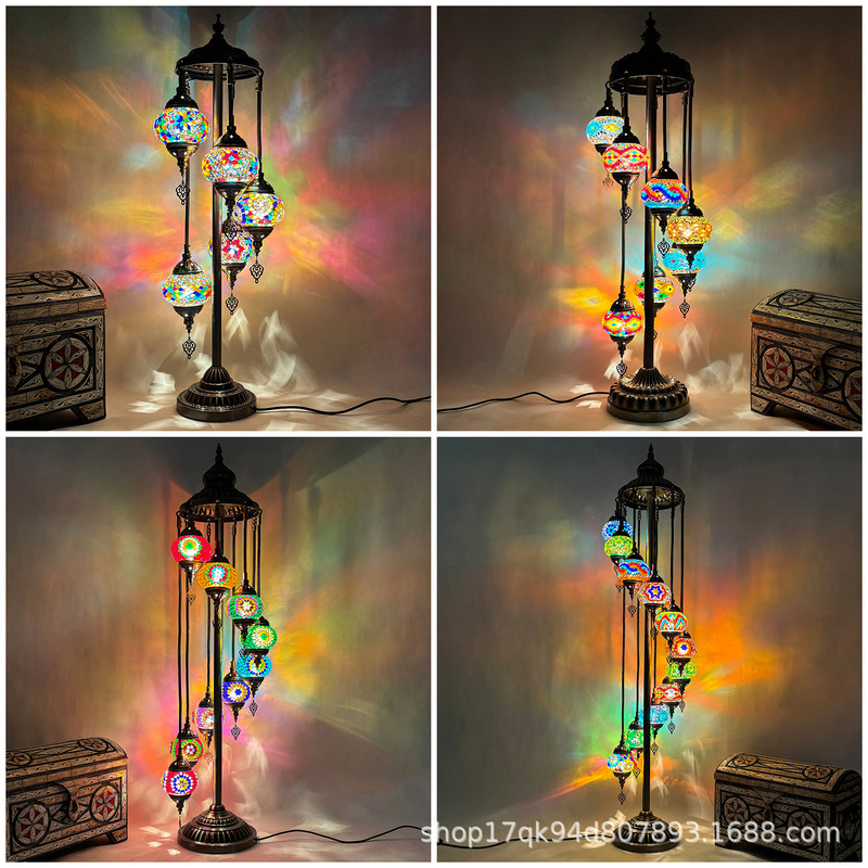 Classic Old-Style European and American Retro Living Room, Bedroom, Restaurant, Hotel, and Guesthouse Turkish Handmade Glass Floor Lamp Classic Old-Style European and American Retro Living Room, Bedroom, Restaurant, Hotel, and Guesthouse Turkish Handmade Glass Floor Lamp