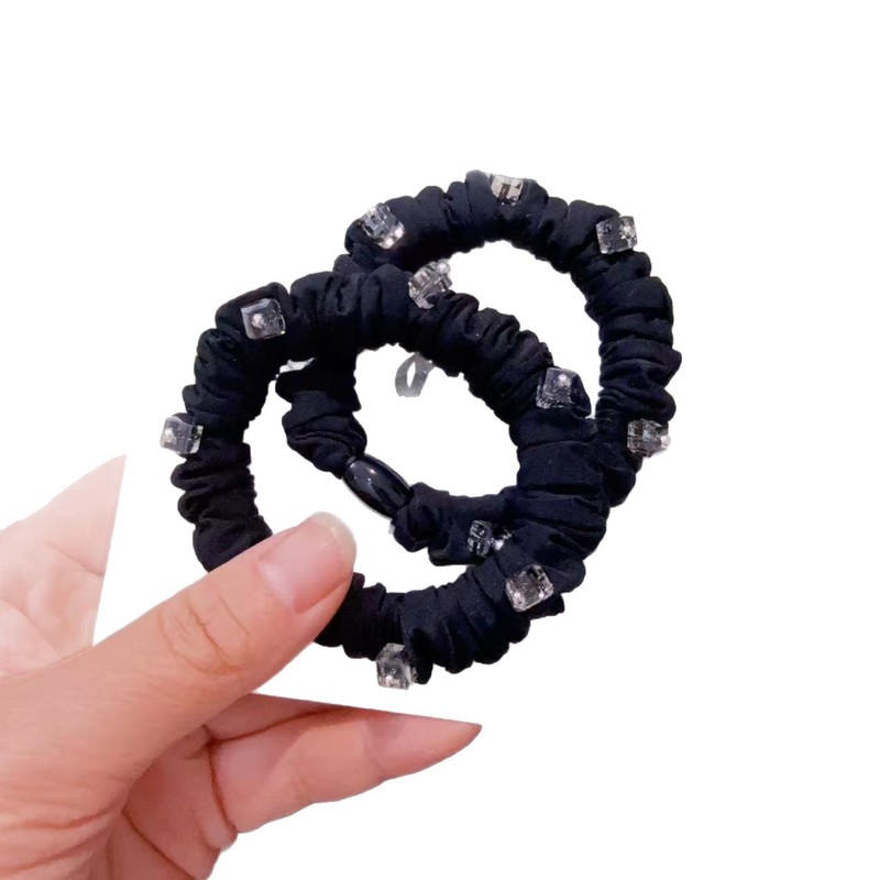 韩版冰丝面膜重工水晶质感舒适发圈头绳百搭丸子头高马尾皮筋发饰|undefined