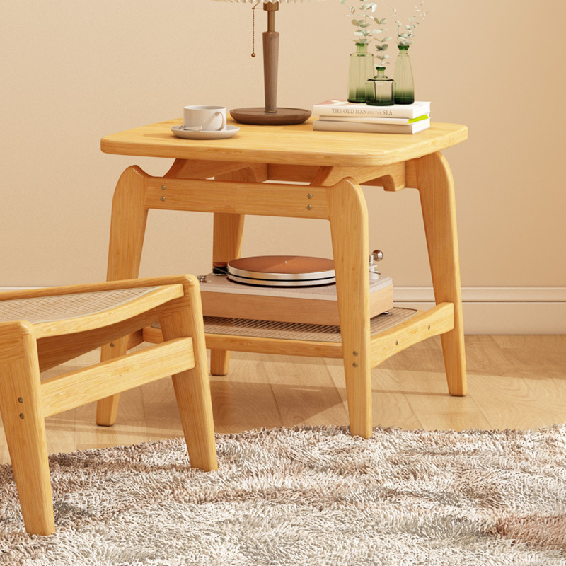 Mesa lateral del sofá, sala de estar, mesa de centro pequeña para el hogar, mesa cuadrada de ratán móvil, almacenamiento de dormitorio, mesita de noche creativa, nuevo