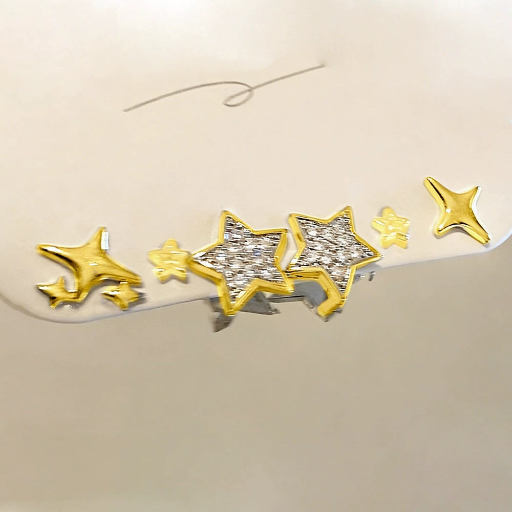 Earrings set 6-piece, European style simple elegant, metal fashion studs and dangles