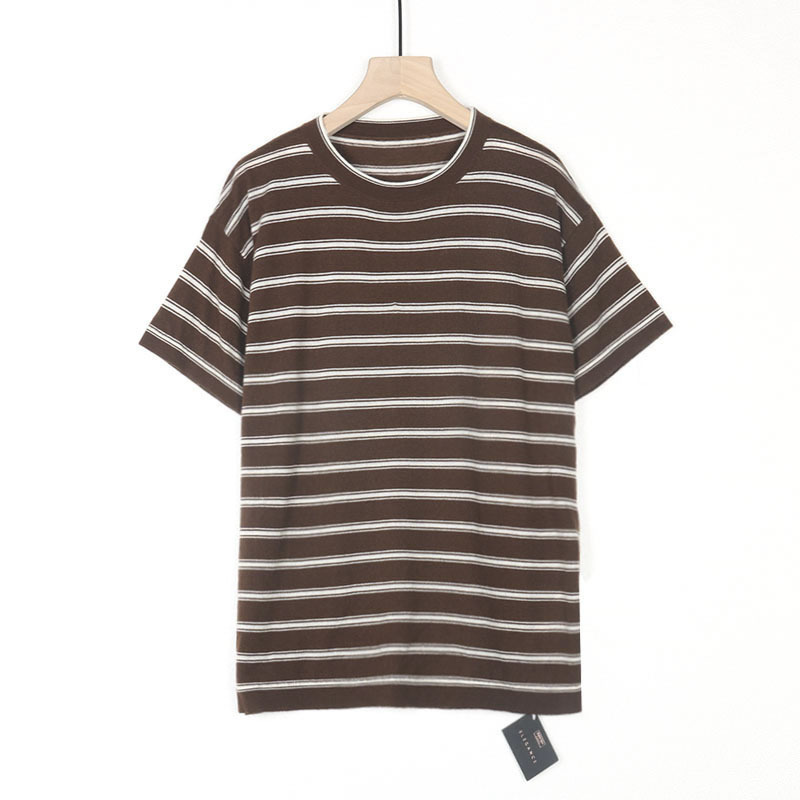 2026 BC Gold Stripe Yangzi Fine Knit Cashmere Wool Short Sleeve Sweater, Casual Versatile Thin Top for Women 2026 BC Gold Stripe Yangzi Fine Knit Cashmere Wool Short Sleeve Sweater, Casual Versatile Thin Top for Women