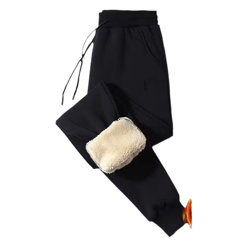 Зимние однотонные мужские штаны из овчины, новые свободные повседневные уличные утепленные ветрозащитные теплые штаны на флисовой подкладке для снега