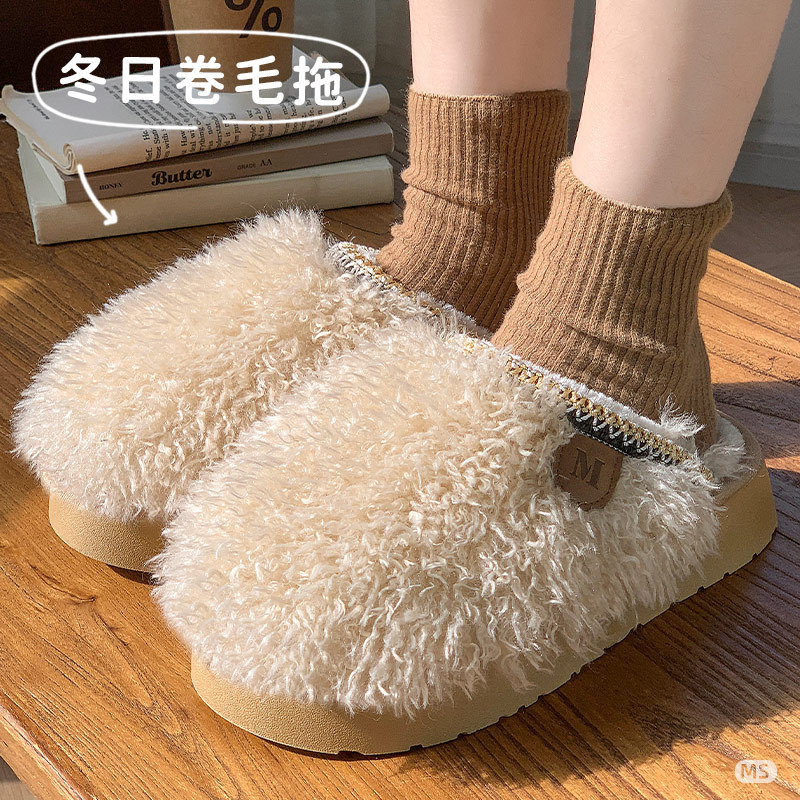 Impuestos no incluidos) Otoño y invierno nuevos zapatos de mujer de peluche grueso rizado ocio para llevar a cabo el algodón casero trapazo comercio exterior transfronterizo