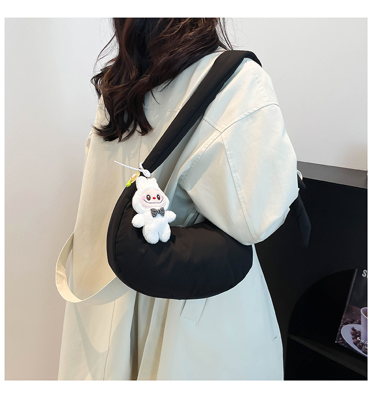 165g Weight Polyester Cotton Lining Material Sewing Thread Fashion Element Zipper Closure Type Single Shoulder Strap Strap Type Crossbody Bag Bags Type Daily, Street Occasion Nylon Material Solid Color Pattern All Seasons Season Women's Gender Basic, Classic Style Style Dumpling Shape Shape Medium Size Women's Medium Nylon Solid Color Basic Classic Style Sewing Thread Dumpling Shape Zipper Crossbody Bag 5