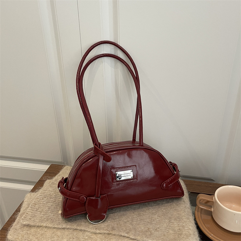 Damen Retro Schultertasche Bowling Bag Für Den Alltag_voghion.com