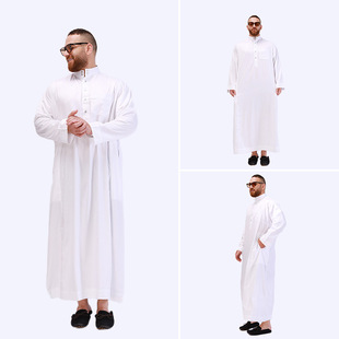 New White Arabian Robe Cross-Border Fashion Men's Muslim Robe Distash Wholesale