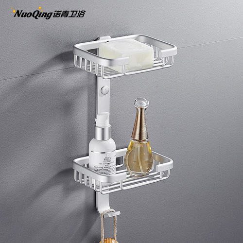 Bathroom soap box bathroom net storage soap rack aluminum alloy wall-mounted punch-free storage soap rack