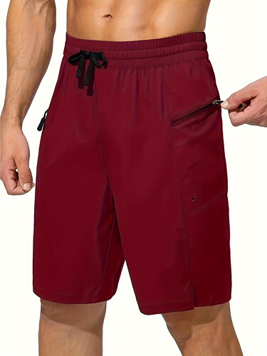 Men's Quick Drying Beach Shorts with Zipper Pockets and No