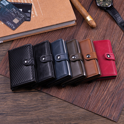 AliExpress card holder, Crazy Horse PU card holder, anti-theft credit card box, aluminum alloy card box, wholesale X-4