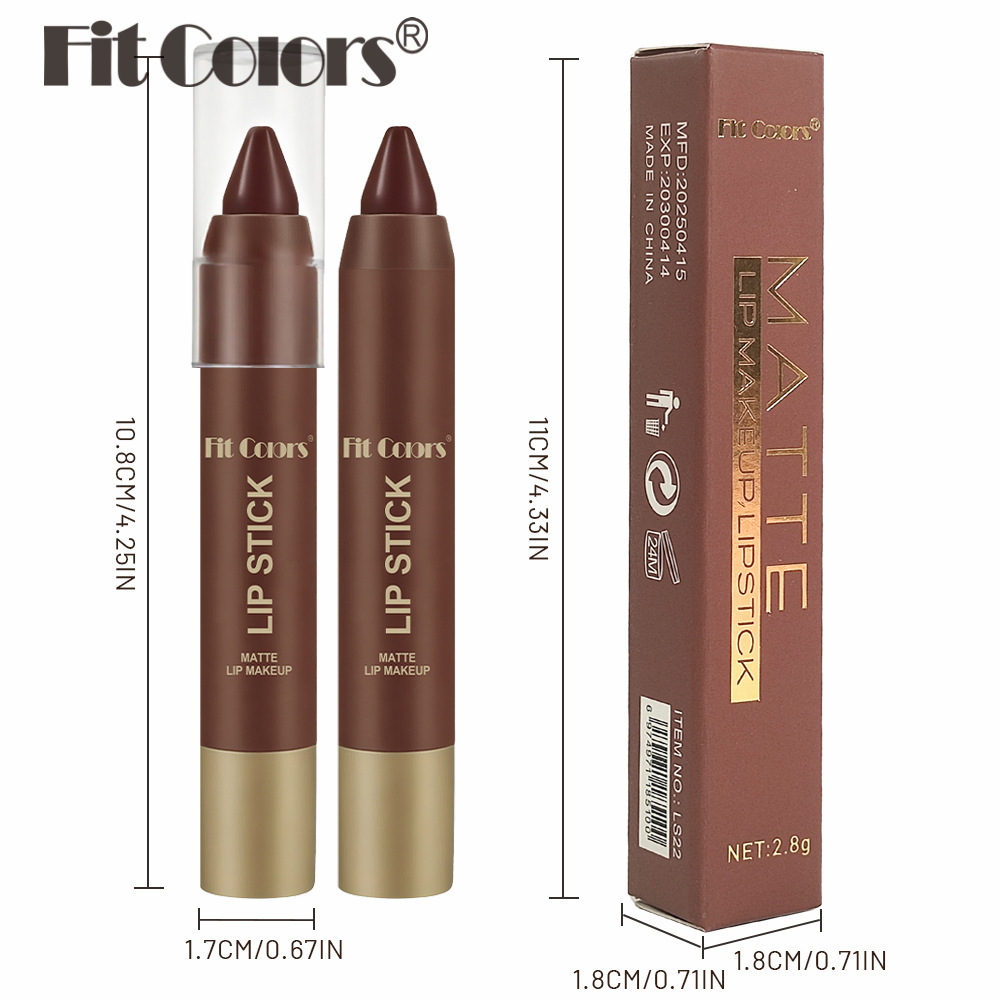 Sett med 6 matte sjokolade-leppestifter med lipliner_voghion.com