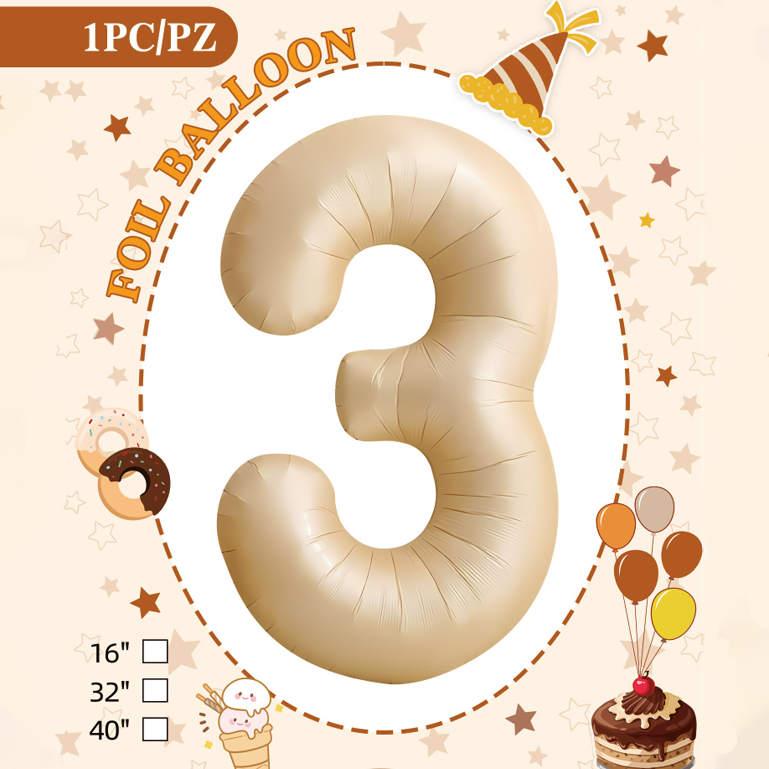 Embalaje de tarjeta de papel independiente digital de cumpleaños impreso en blanco de 32 pulgadas, decoración de fiesta de la versión estadounidense, película de aluminio, decoración de globos de papel de aluminio