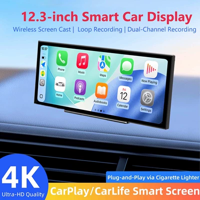 12inch In-car smart screen, wireless CarPlay&CarLife, 4K dashcam, car navigation system (Simsiz CarPlay və Android Auto)