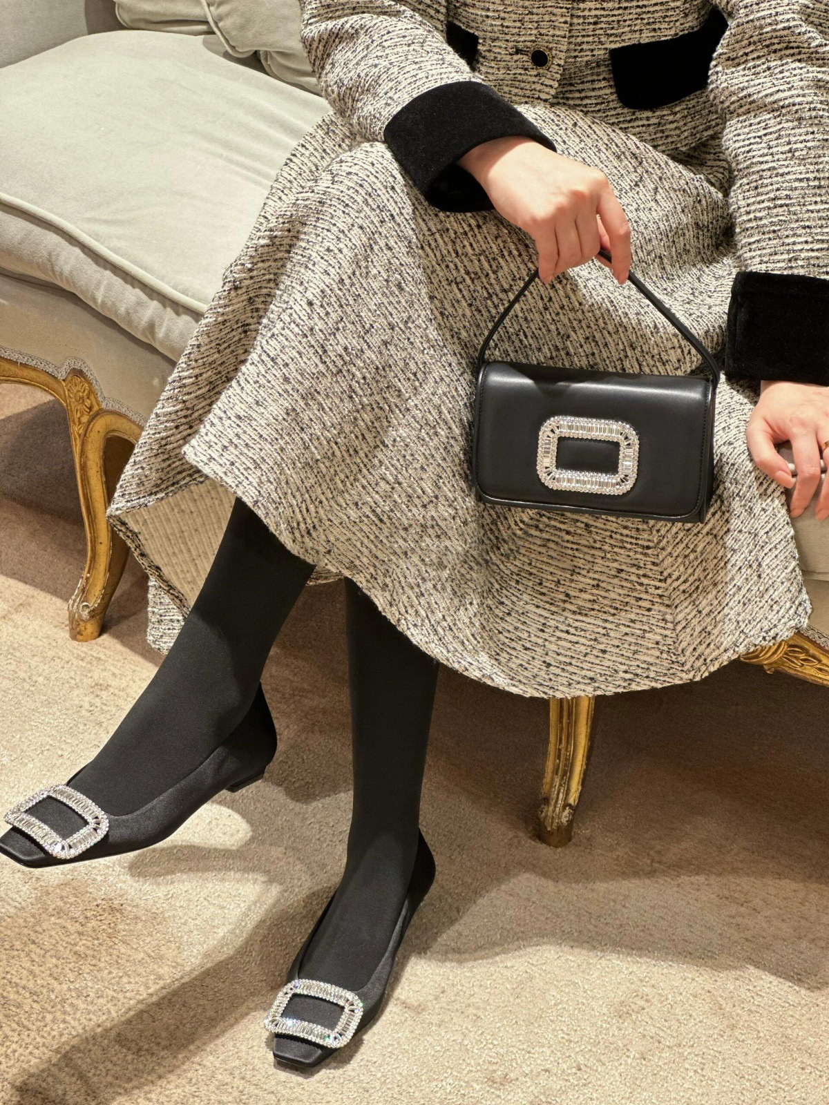 Versión de piel de oveja ~ hermoso diamante cuadrado botón de cuero zapatos de tacones de cuero de mujer cabeza cuadrada francesa zapatos de mariana zapatos de noche zapatos de noche