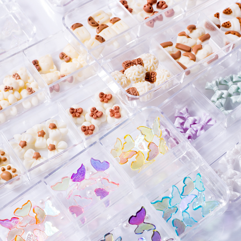 40g Weight Nail Decoration Accessories Nail Supplies 1 Set Quantity Resin Material Cartoon, Heart Shape, Bow Knot Pattern Casual, Sweet Style Manicure Butterfly Ornament Long Boxed Crooked Heart Cartoon Bear Bottoming Drill Christmas Bowknot Nail Ornament Ornament Mixed 8