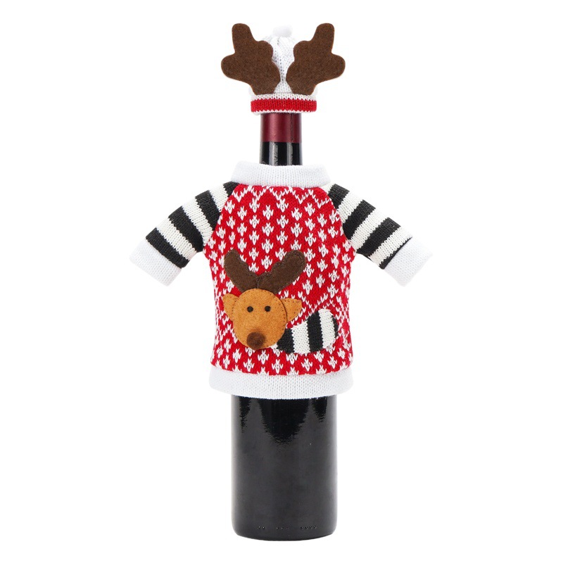 Cruzando la frontera nueva Navidad creativa alces vino tinto cubierta botella de champán bolsa de Navidad actividad decoración del partido