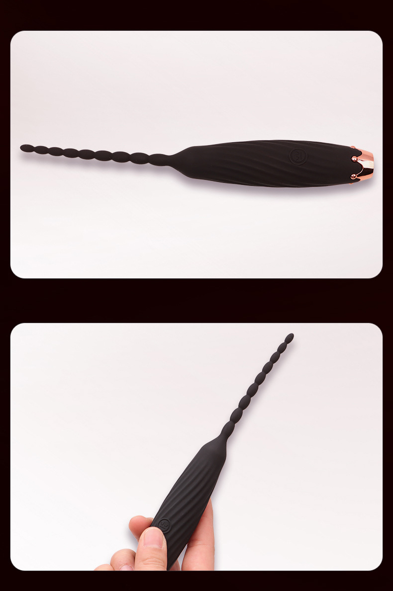 Vibrating Urethral Sound with 9 Beads, Silicone Male Dilator, Button Control — detail image 9