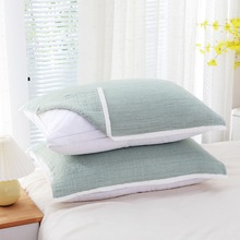 棉纱布枕巾四层纱布素色高档枕头巾枕芯防滑透气盖巾单人一对装