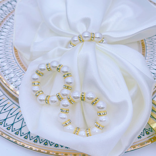 Napkin Buckle, Exquisite Pearl-Encrusted Diamond Napkin Ring, Western Table Table Setting, Silk Scarf Buckle, Fashionable Accessory Napkin Buckle