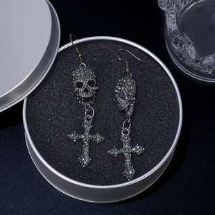 Fuchsia earrings, halloween, diamond encrusted, punk style