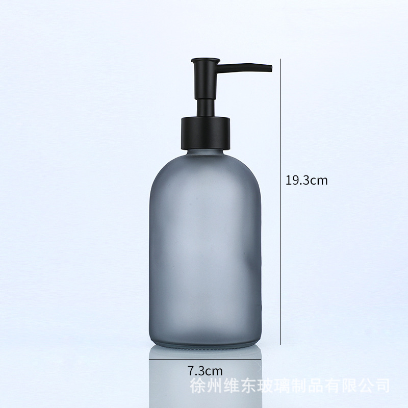 Botella dispensadora de vidrio transparente para hotel, con cabezal de bomba a presión, gran capacidad, esmerilada, para desinfectante de manos, champú y gel de ducha, para uso transfronterizo.