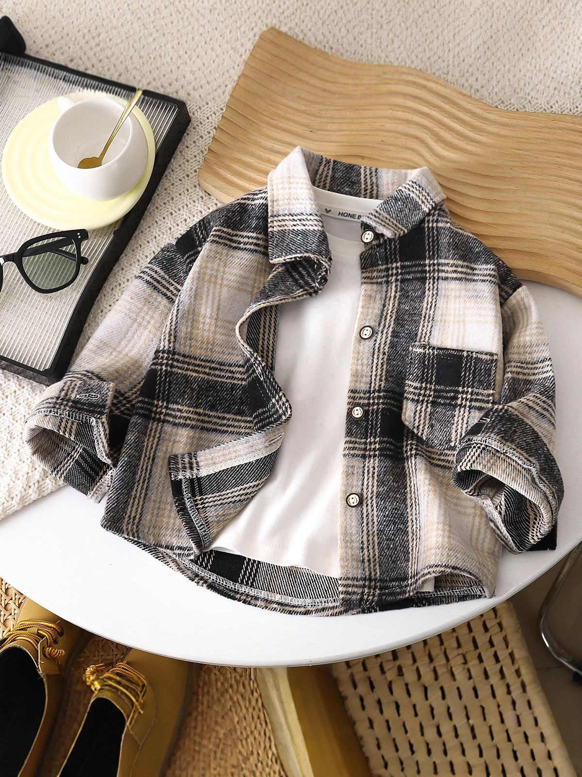 Primavera y otoño ropa infantil Camisas casuales de cuadrados para hombres Camisas de manga larga chaqueta de moda para niños chaqueta de moda