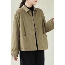 清仓高档棉衣外套冬新款纯色简约百搭大码宽松休闲夹棉长袖棉袄女