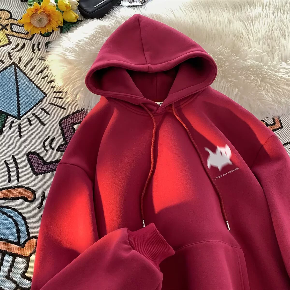 Худи мужское oversize, с котёнком‑принтом, капюшон, повседневный пуловер