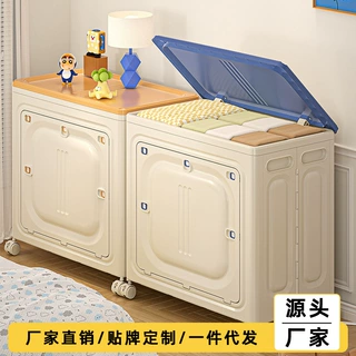衣服收纳箱家用超大容量换季衣物被子裤子折叠翻盖带轮整理储物柜