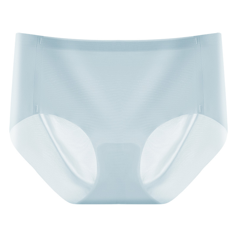 Ropa interior de talla grande de seda de hielo sin costuras de una pieza, entrepierna antibacteriana de seda de morera para mujer, cintura media, cadera de melocotón tridimensional en 3D, ropa interior de mujer