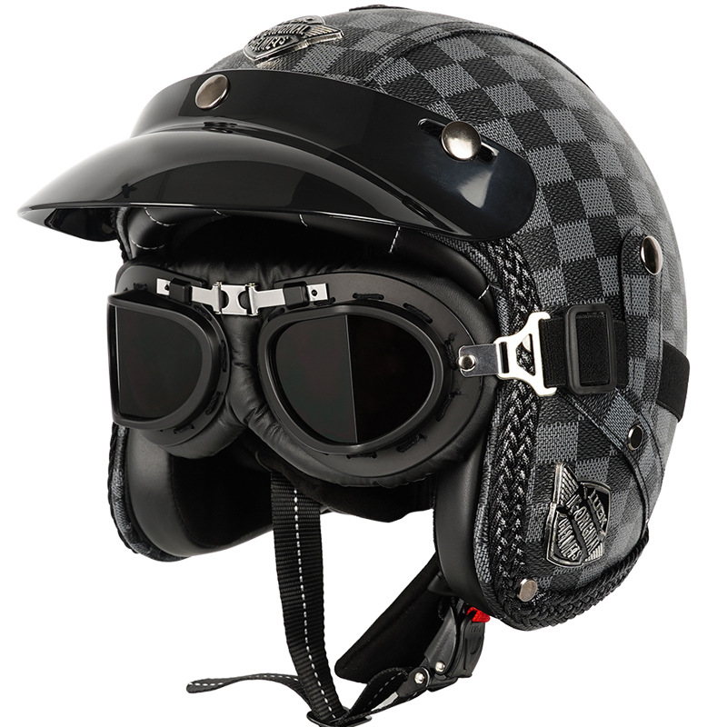 복고풍 헬멧, 프린스 크루저 오토바이 3/4 헬멧, 하프 헬멧, 조롱박 헬멧, 가죽 헬멧, 사계절 안전을 위한 국경 간 전문 공급