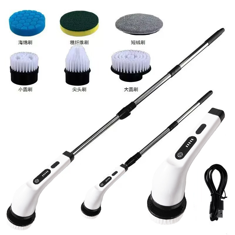 Cepillo de limpieza eléctrica multifuncional inalámbrico de mango largo transfronterizo para uso doméstico de limpieza de suelo de baño giratorio automático