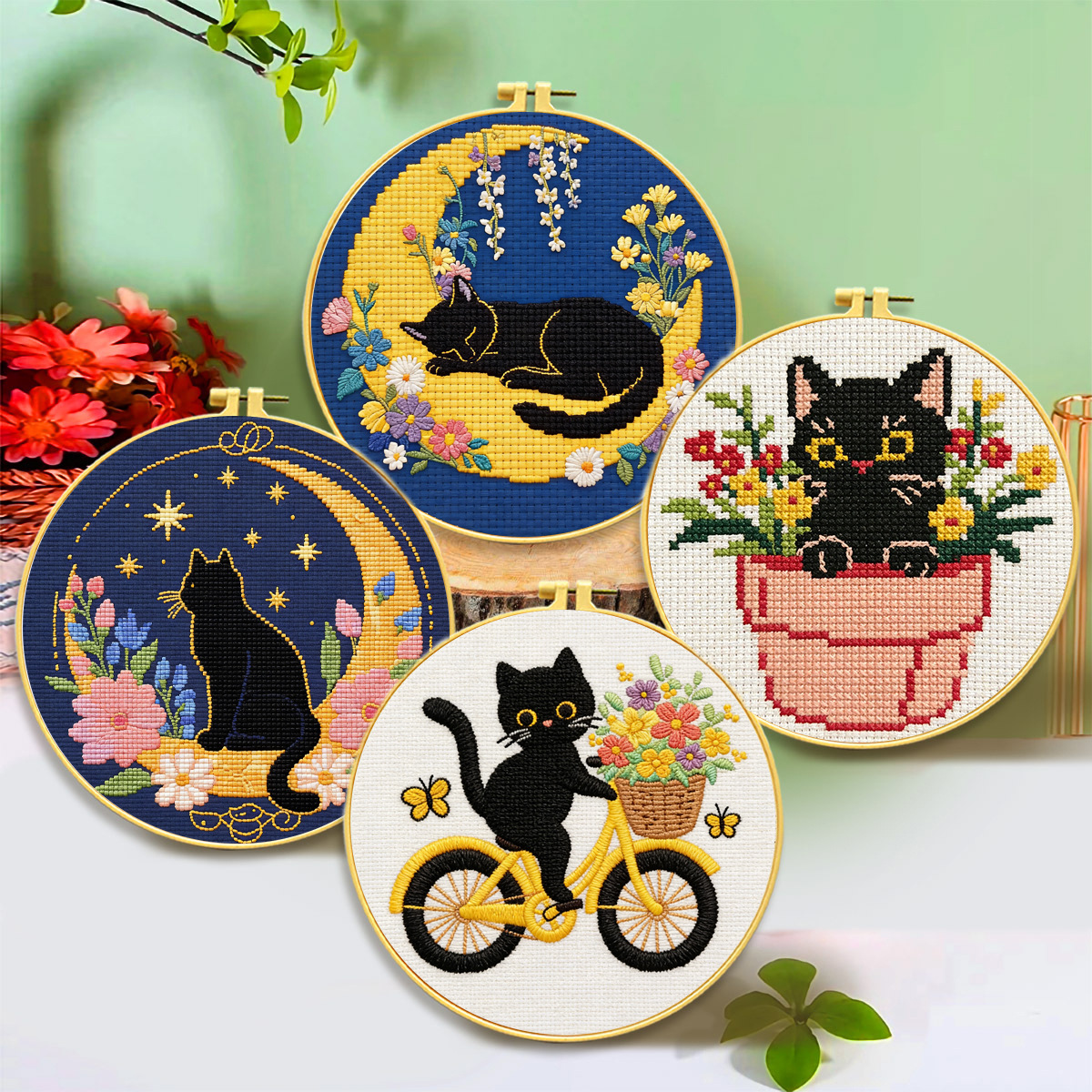 Punto de Cruz Mona Lisa Edición Internacional Colección de Gatos Adorables Éxito de Ventas en Amazon Punto de Cruz de Dibujos Animados image 1
