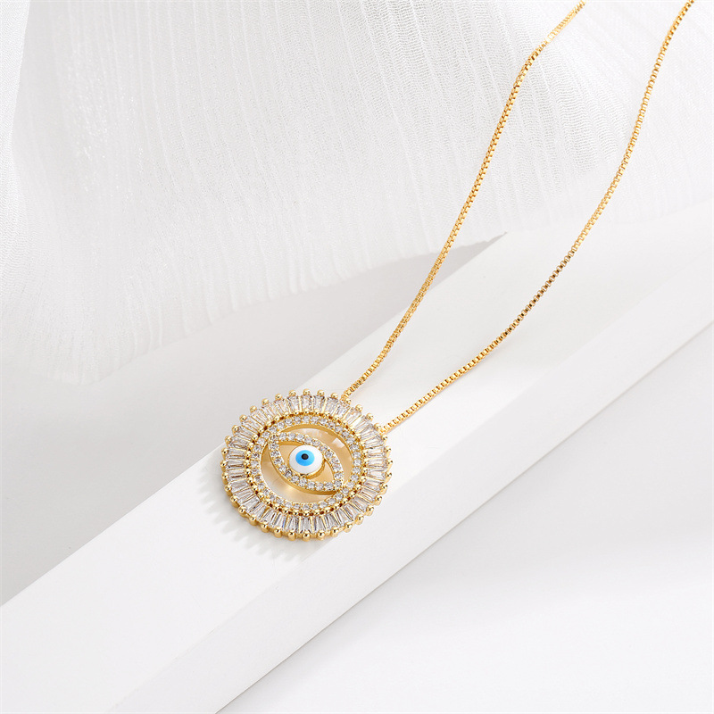 Fashion Devilu0027S Eye Copper Necklace Inlay Zircon Copper Necklaces